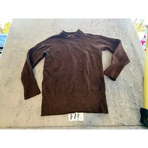 A New Day Sweater Womens Small Brown Mock Neck Ribbed Knit Z719